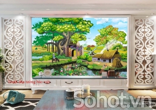Tranh gạch đồng quê trang trí phòng