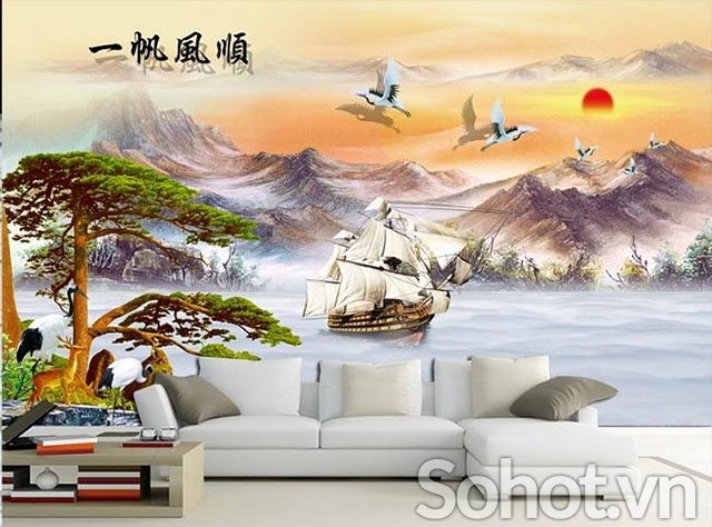 Tranh 3d thủy mạc - tranh gạch 3d - MBN09