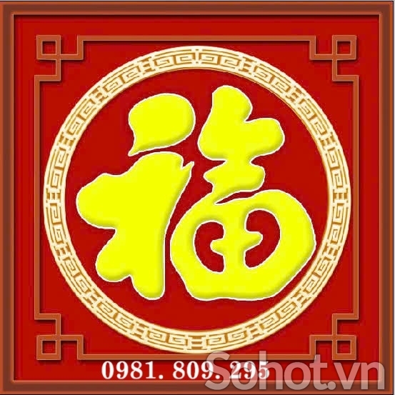 Tranh gạch men chữ phúc vuông đẹp 3d