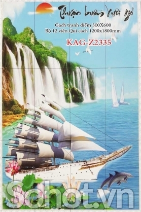 Tranh gạch 3d dán tường thuận buồm xuôi gió - SCB63