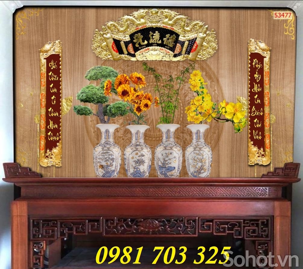 tranh 3D phòng thờ, gạch tranh 3D trang trí