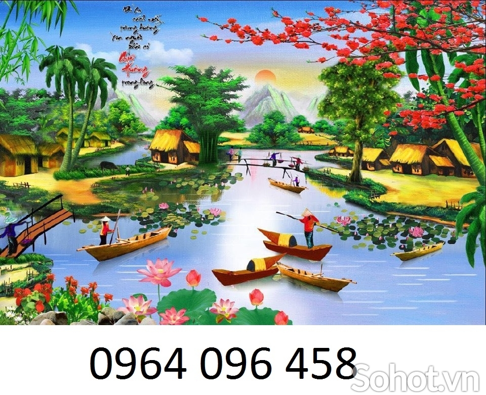 tranh phong cảnh đồng quê - tranh gạch 3d - RHG5