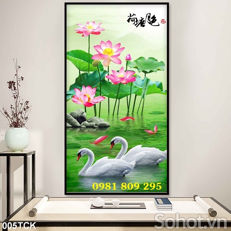 Tranh gạch 3d hoa sen - tranh gạch men