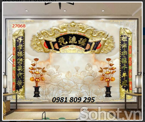 tranh gạch ốp tường 3d phòng thờ