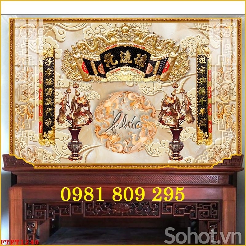 Gạch 3d ốp tường phòng thờ