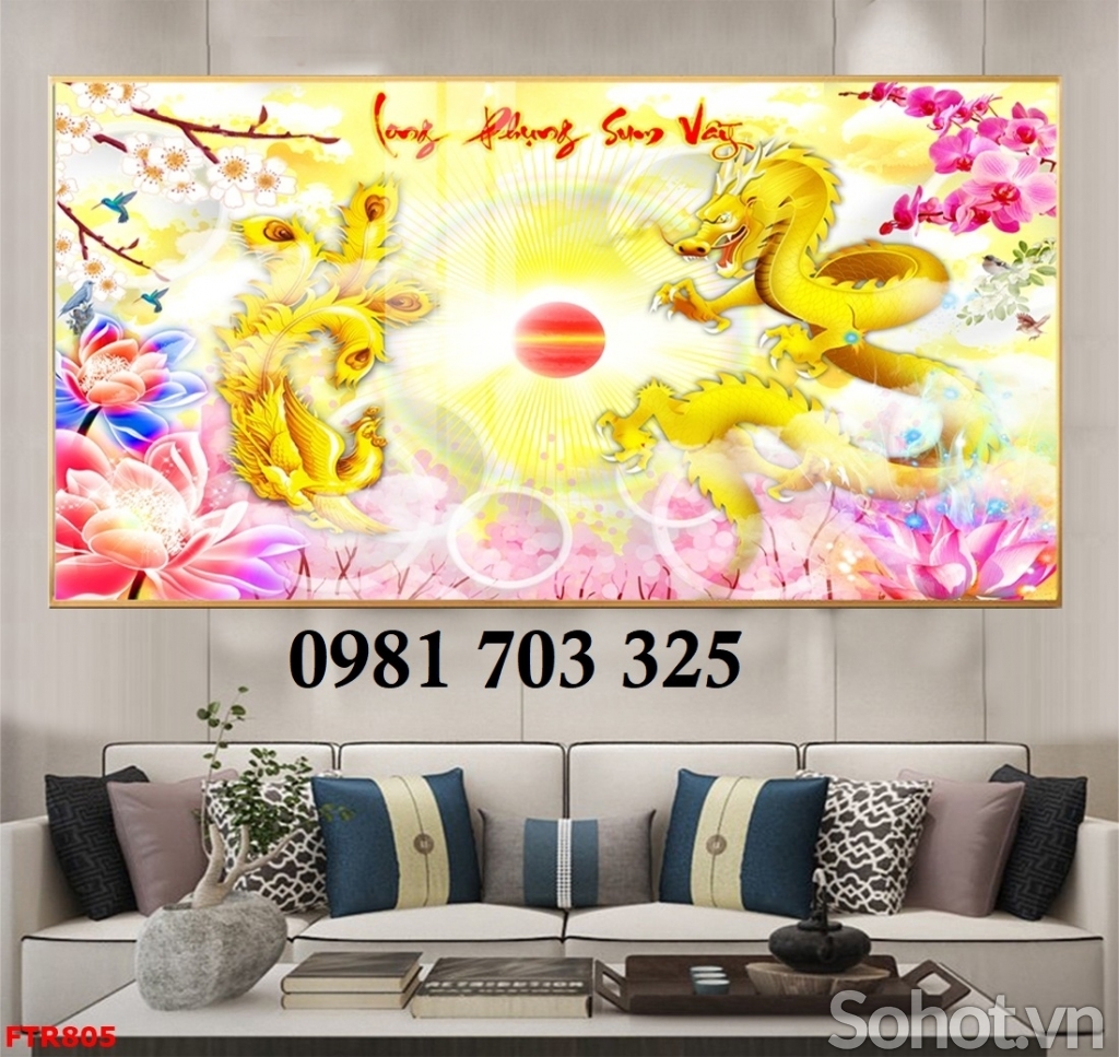 Gạch 3D đẹp hình rồng phượng trang trí