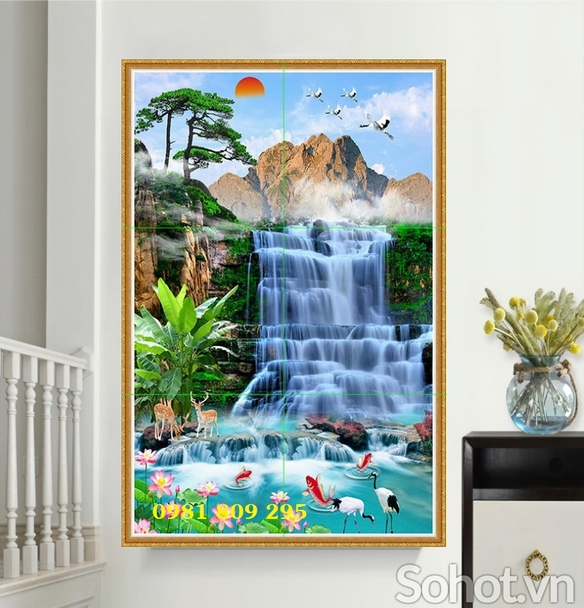 Tranh gạch thác nước đẹp JP863