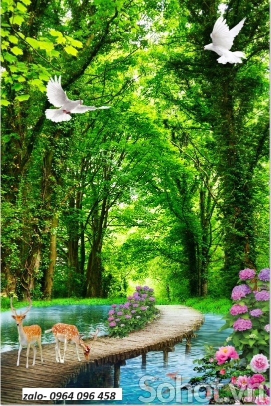 Tranh gạch 3d phong cảnh ốp tường khổ đứng - 3899MN