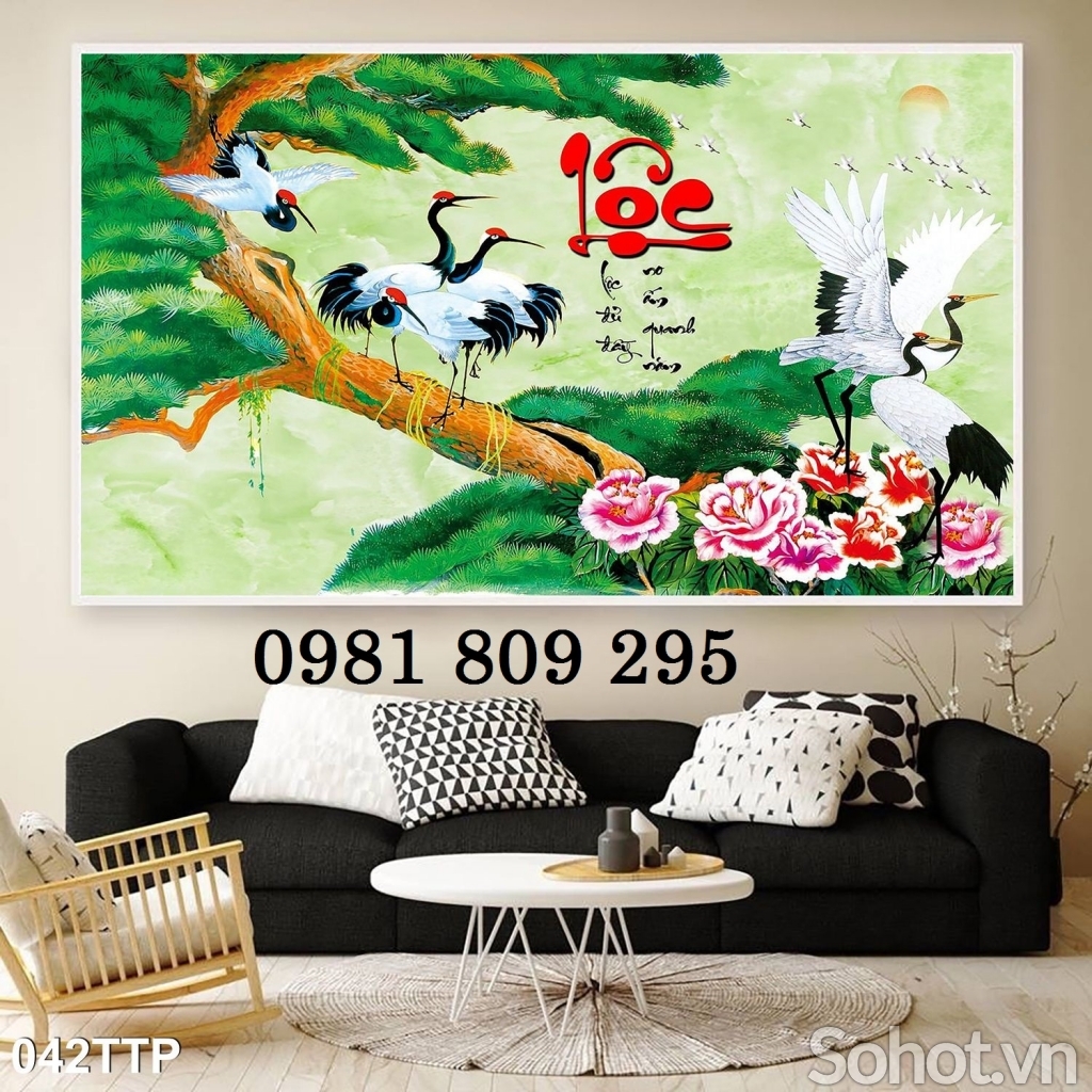 Gạch tranh câu thơ ốp phòng khách hp9658