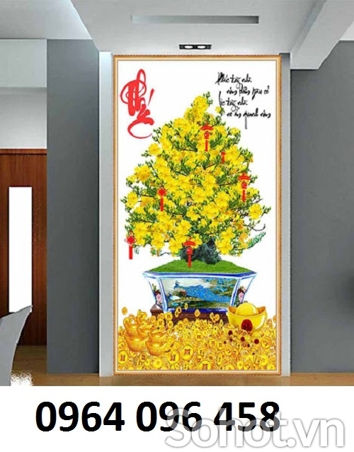 tranh gạch 3d dán tường mẫu cây mai - 83SK