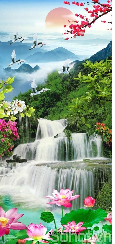 Tranh gạch 3d phong cảnh khổ đứng - MCN95