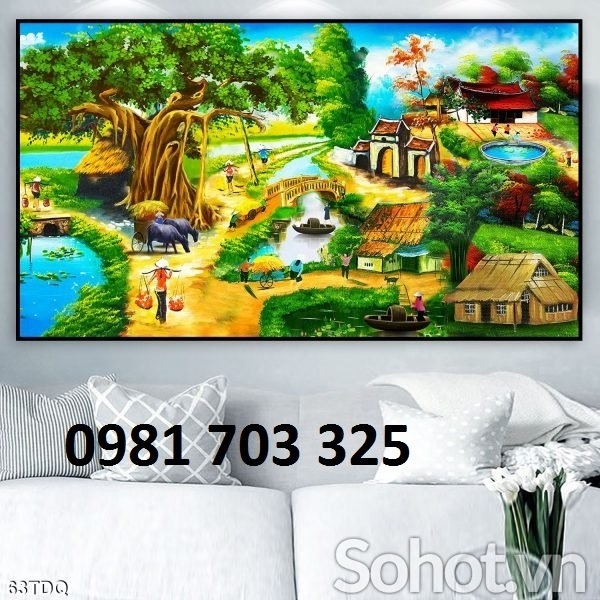 Tranh gạch 3D đẹp cảnh làng quê