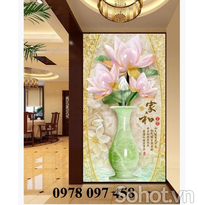Tranh gạch 3D - tranh bình hoa