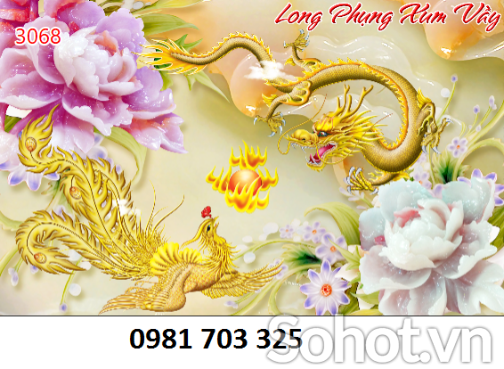 gạch tranh phong thủy- tranh rồng phượng
