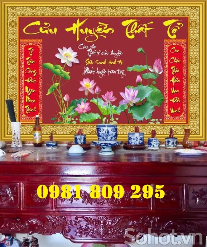 Gạch tranh câu thơ phòng thờ HSG8988