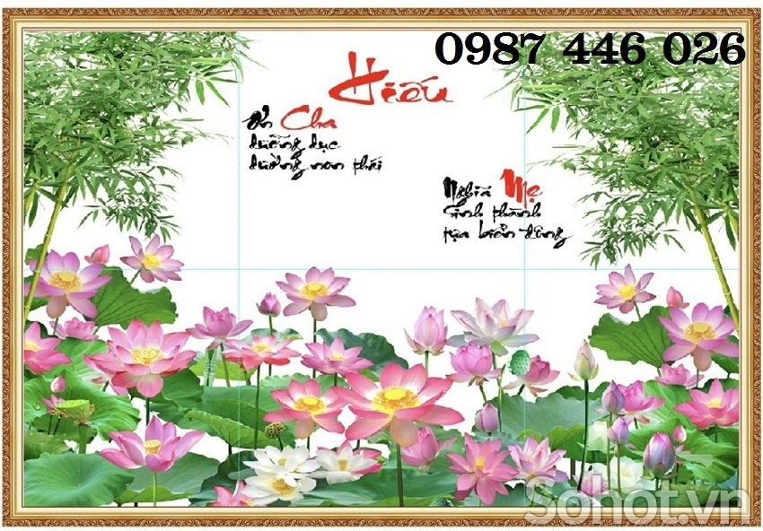 Tranh gạch hoa sen 3d