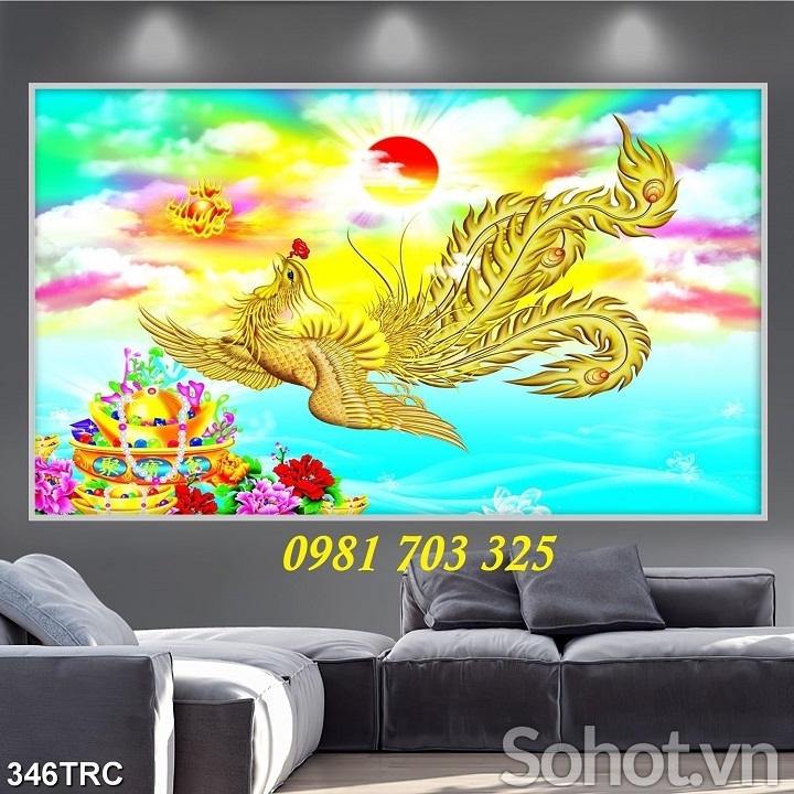 Tranh gạch long phượng phong thủy đẹp