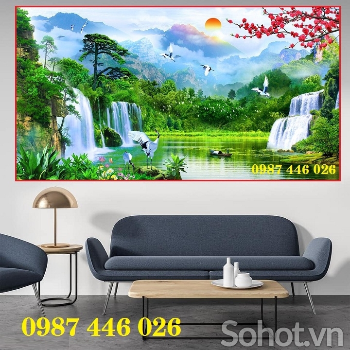 Gạch 3d tranh gạch men thác nước HP9833
