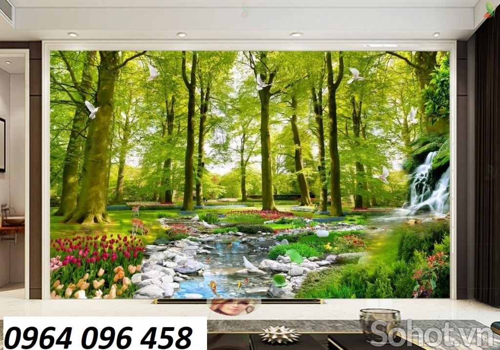 Mẫu tranh gạch 3d trang trí phòng khách - DNNN94