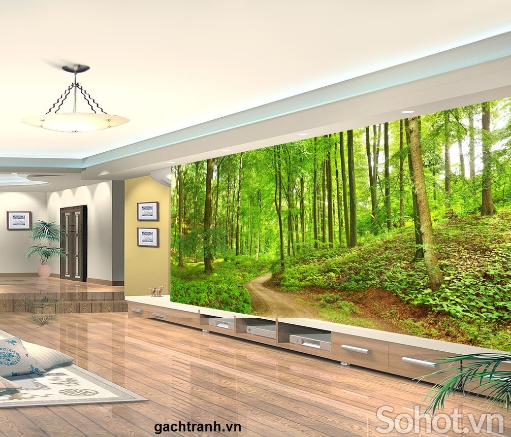 Tranh gạch 3d ốp tường rừng cây - CCXV54