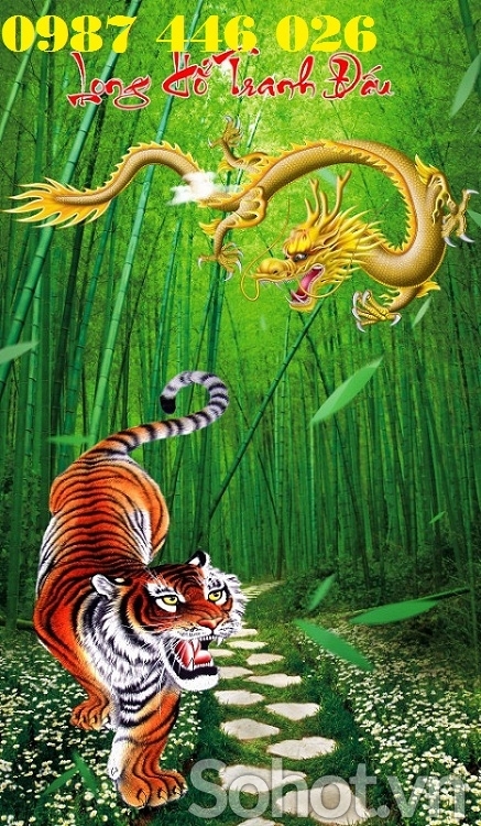 Tranh gạch men long hổ tranh đấu HP722