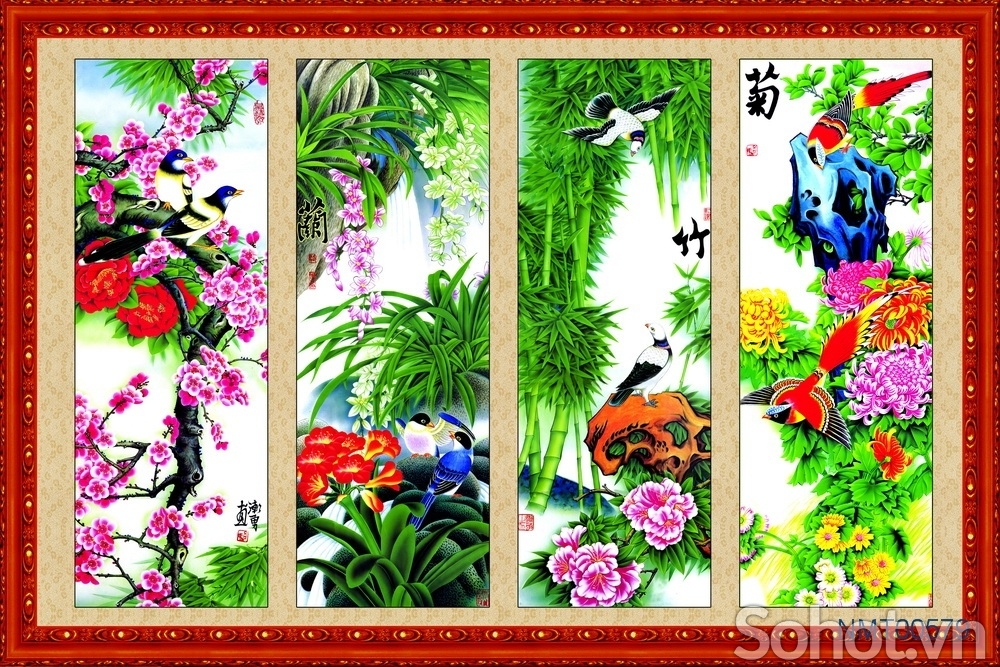 Tranh gạch 3d tứ quý - XBVN84