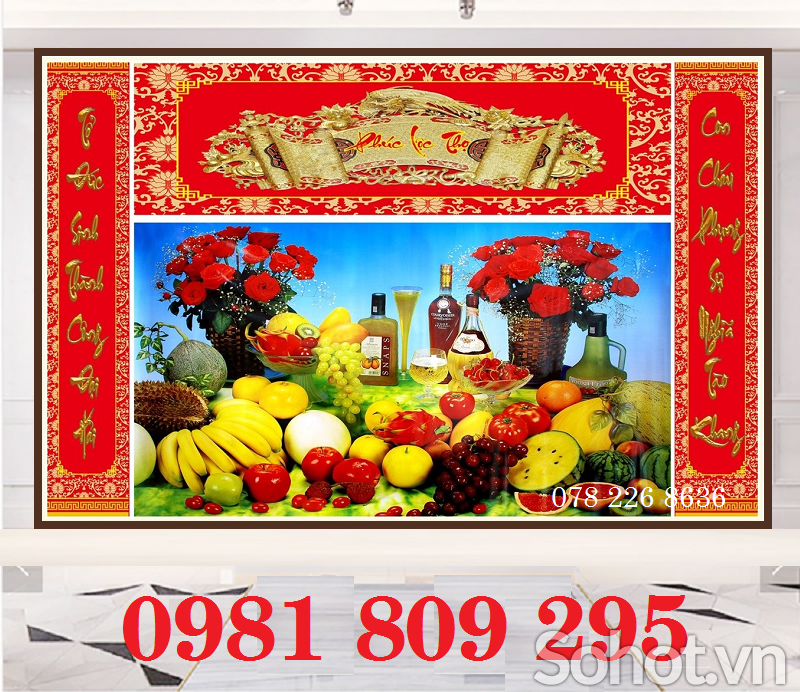 Gạch tranh ốp tường 3d phòng thờ Hn9393
