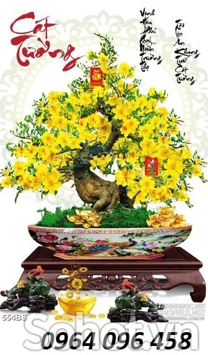 Tranh cây mai 3d - tranh gạch 3d cây mai - 777C0