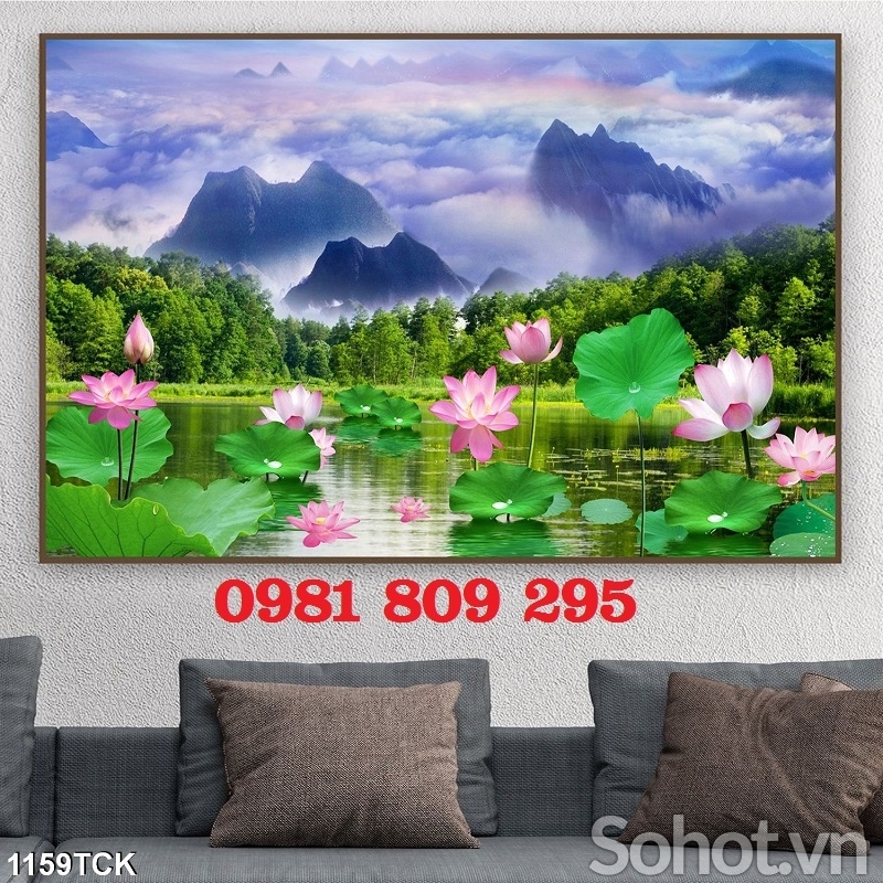 Tranh gạch men 3d hoa sen ốp tường Hp4322