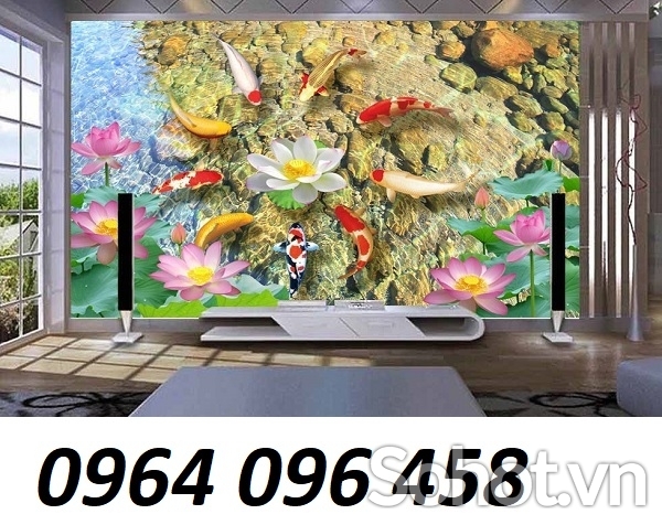 gạch tranh ốp tường cửu ngư quần hội - GCVC4