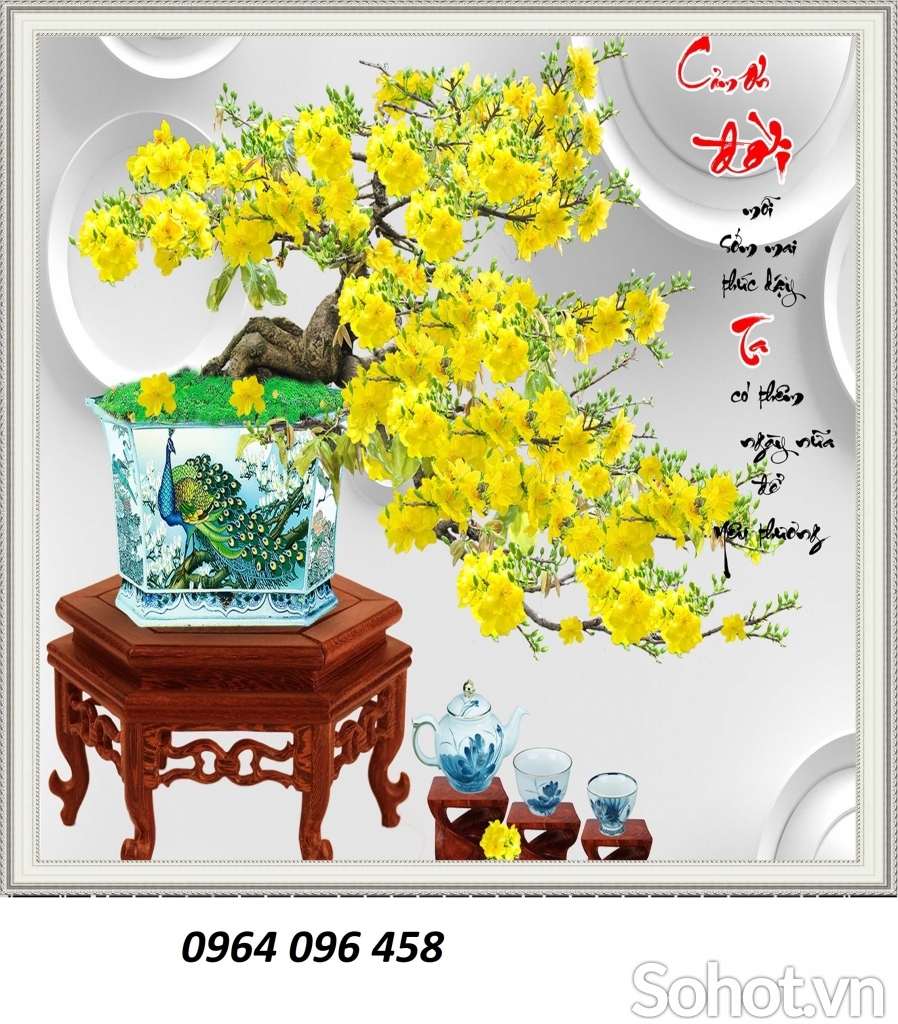 Tranh hoa mai - tranh gạch 3d hoa mai - 0964096458