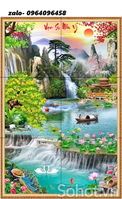 Tranh gạch 3d phong cảnh khổ đứng - MCB43