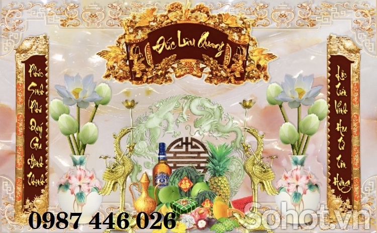 Tranh gạch men phòng thờ đẹp HP8623