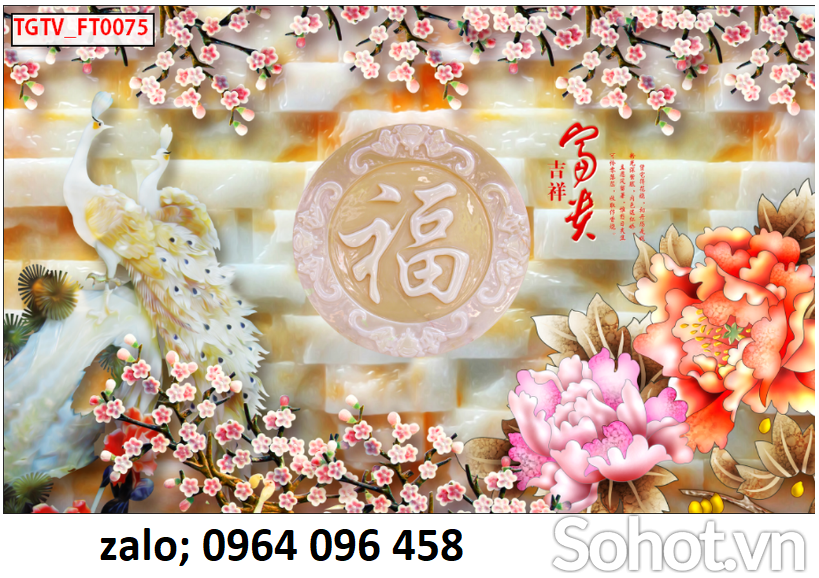 Tranh gạch 3d hoa mẫu đơn - BMMX44