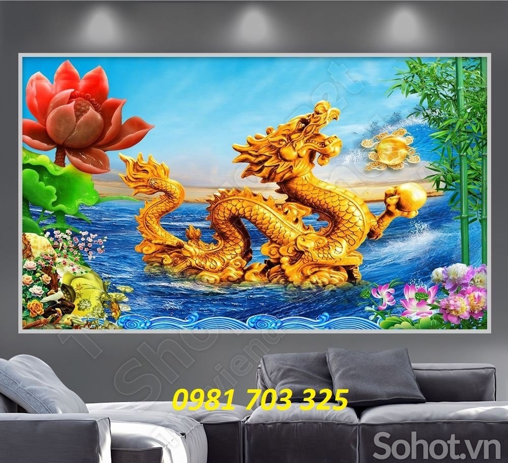 Tranh gạch đẹp 3d rồng phượng