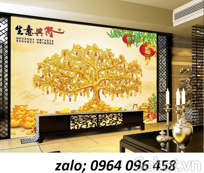 Tranh gạch 3d cây tiền vàng - XCV09