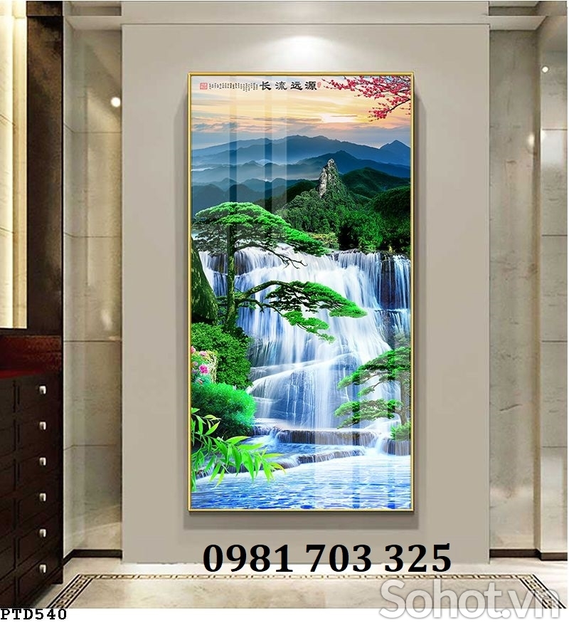 Tranh gạch phong cảnh 3D dán tường đứng