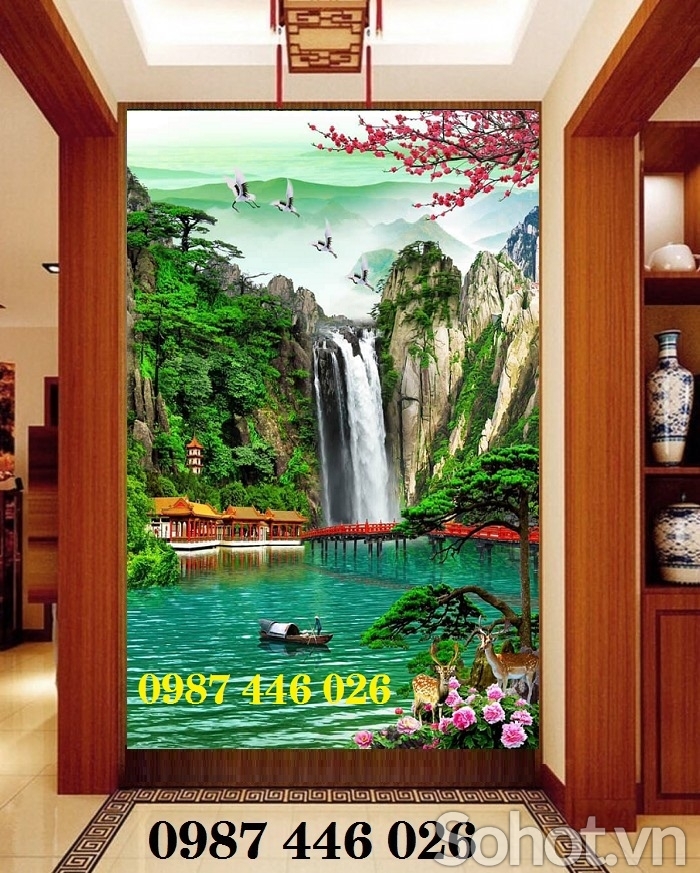 Gạch 3d tranh ốp tường phong cảnh thiên nhiên đẹp HP82