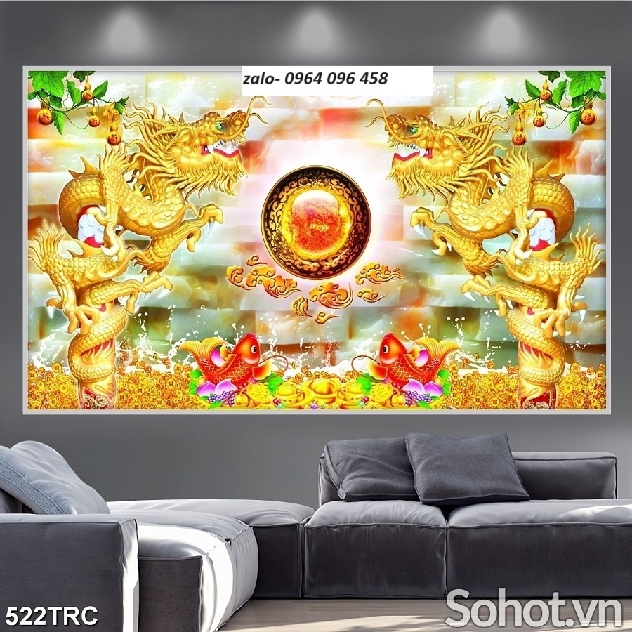 Tranh gạch 3d rồng phượng - XCV43
