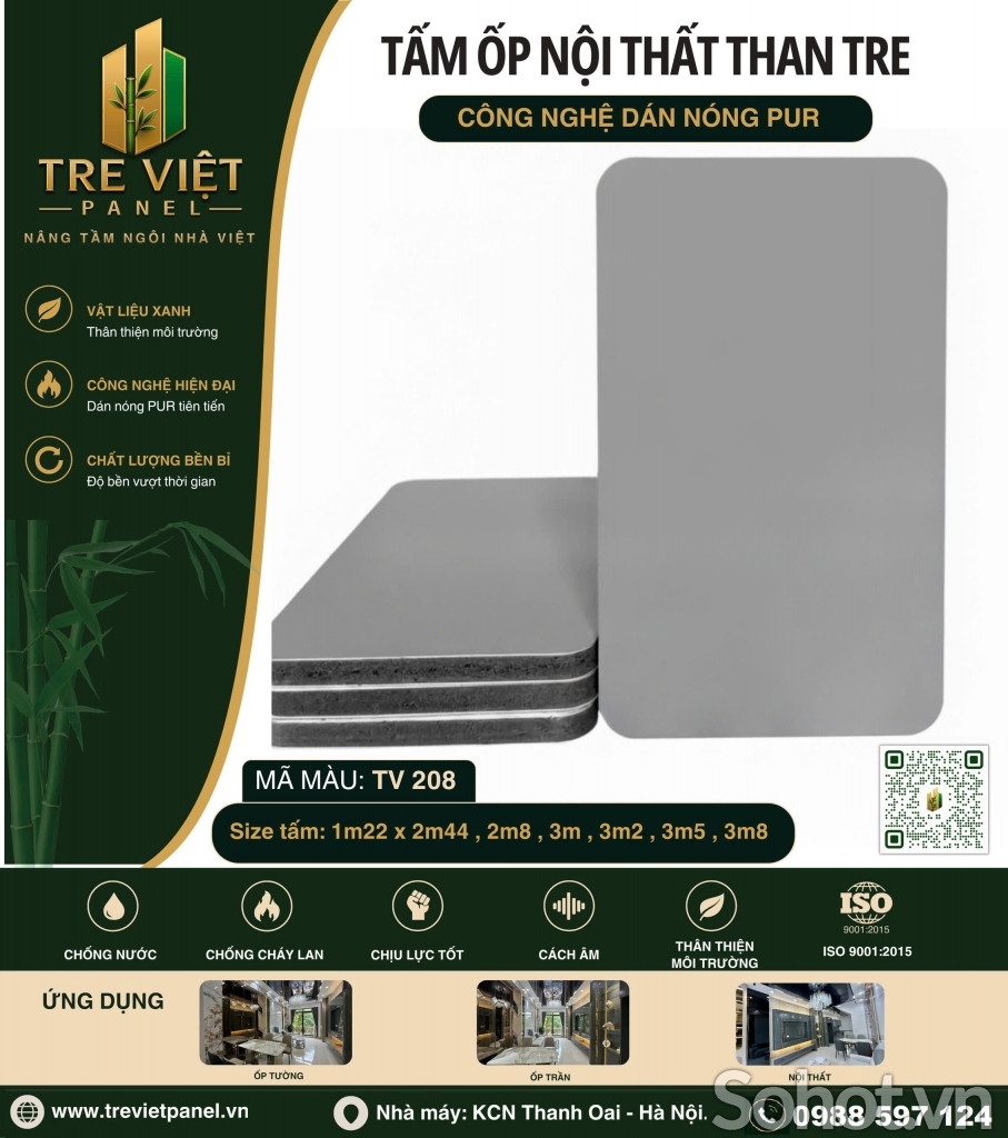 Tấm ốp than tre đơn sắc TRE VIỆT PANEL