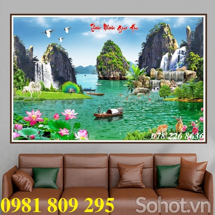 Gạch tranh 3d sơn thủy - phong cảnh trang trí