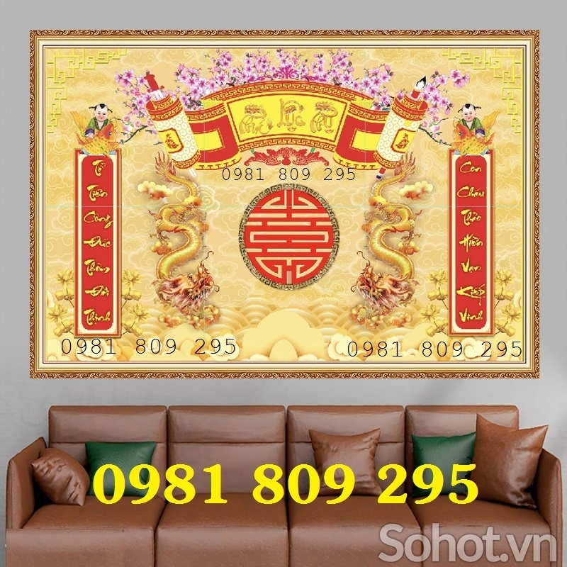 Mẫu gạch 3d trang trí ban thờ hình rồng