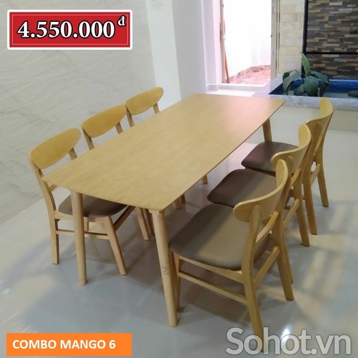 Bộ bàn ăn 6 ghế Mango