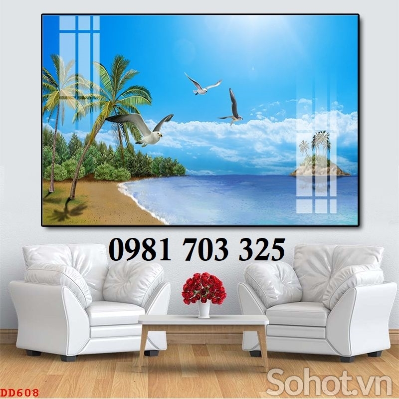 Tranh gạch 3d cảnh biển xanh