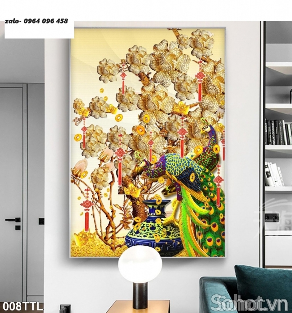 Tranh gạch 3d tranh chim công - ALK80
