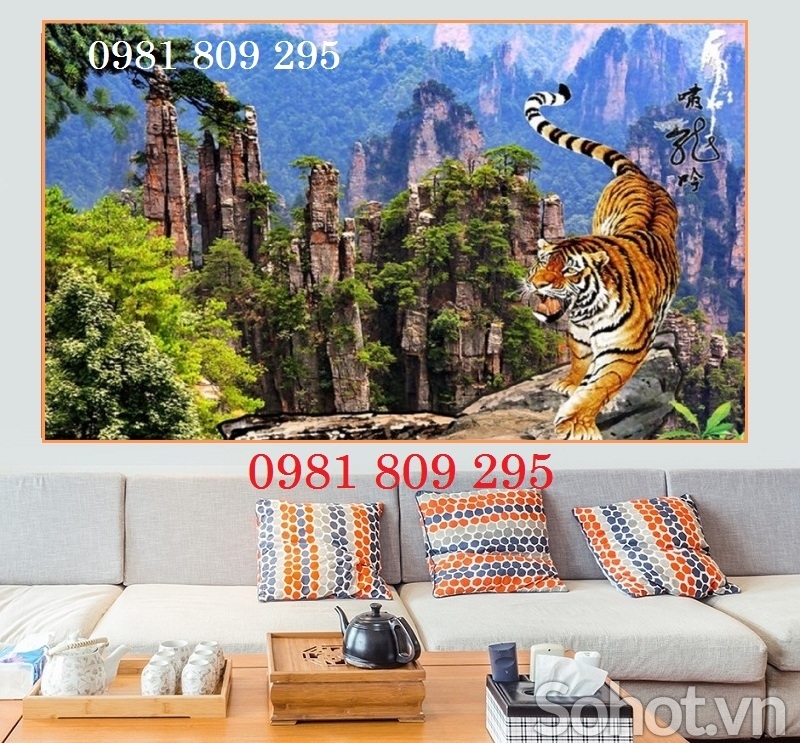 Tranh con hổ - gạch trang trí con hổ - tranh phong thủy GY6