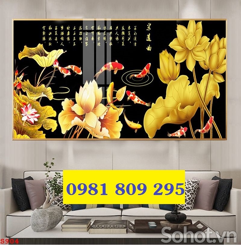 Tranh 3D trang trí phòng- gạch tranh cá chép hp319