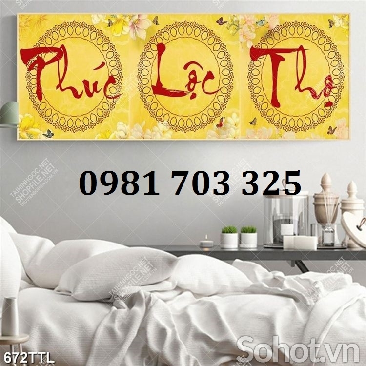 Tranh phúc lộc thọ, gạch men 3D trang trí tường