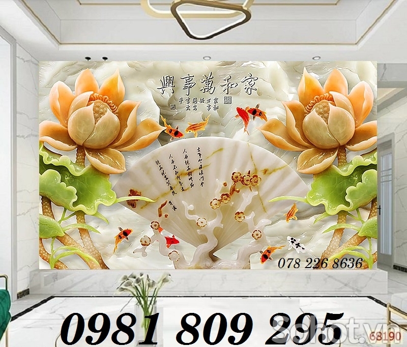 Tranh gạch - gạch trang trí 3d hoa sen