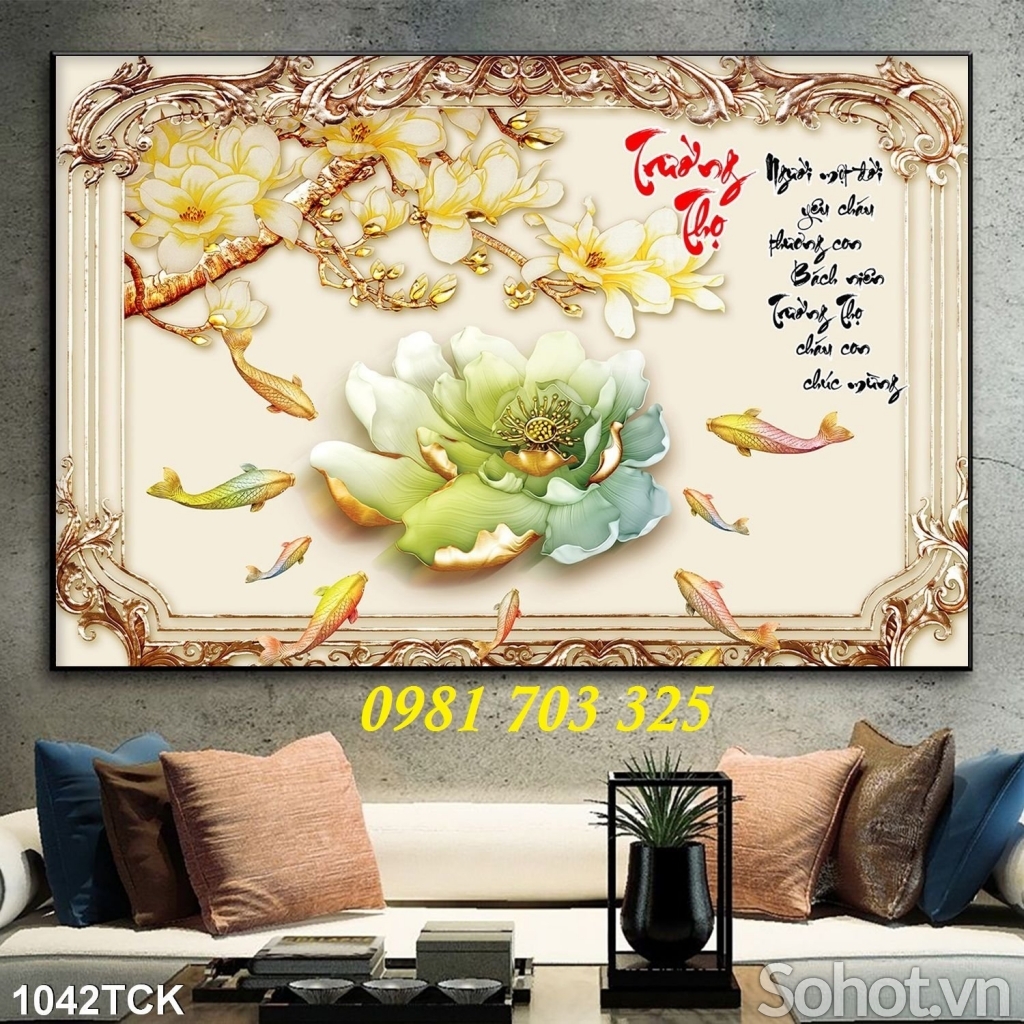 Gạch tranh trang trí cá chép